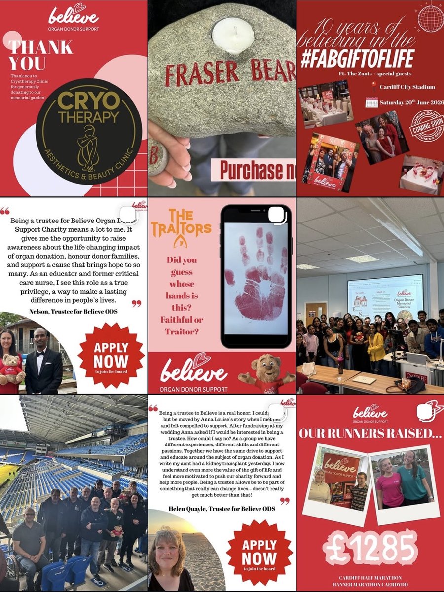 Believe Organ Donor Support social content grid