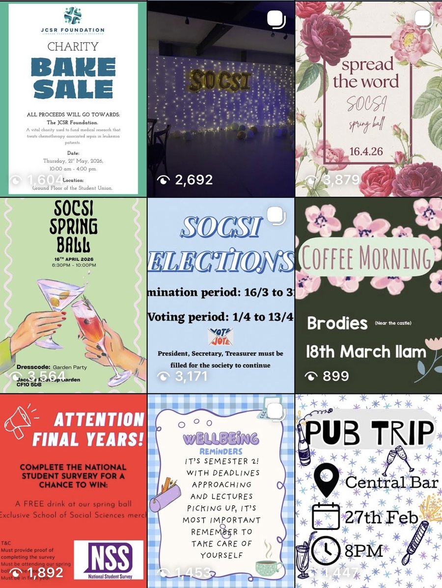 Socsi Society's old Instagram grid, before the rebrand