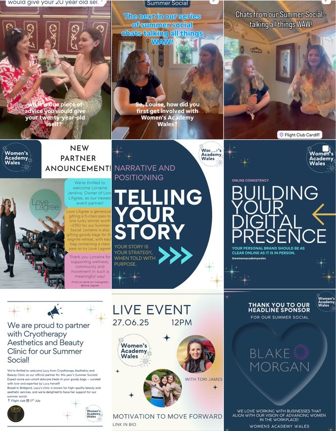 Social media content designed for Women's Academy Wales