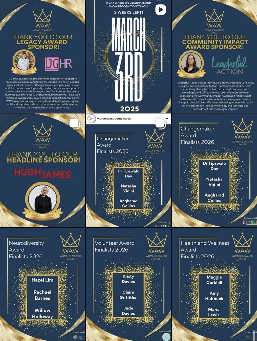 WAW sponsor thank-you posts and finalist announcement graphics