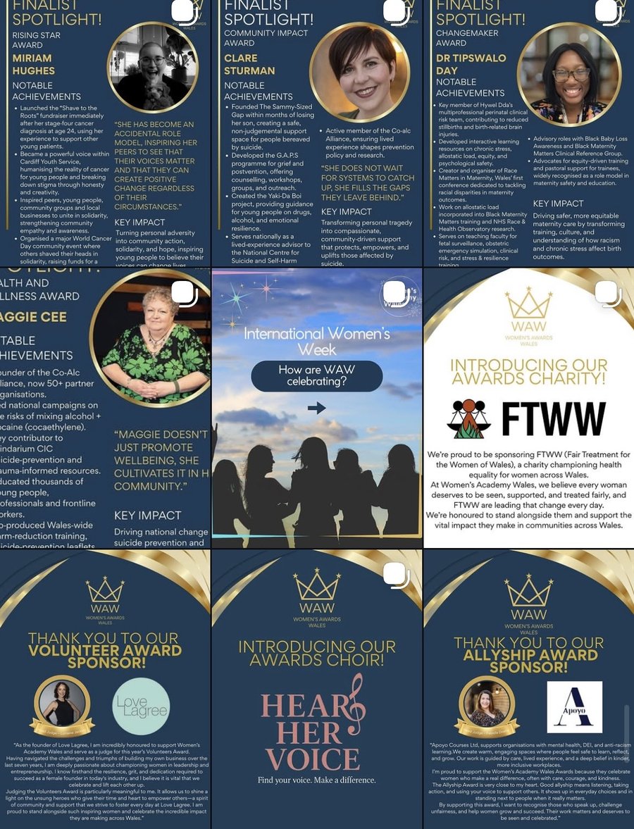 WAW finalist spotlight graphics and awards charity post